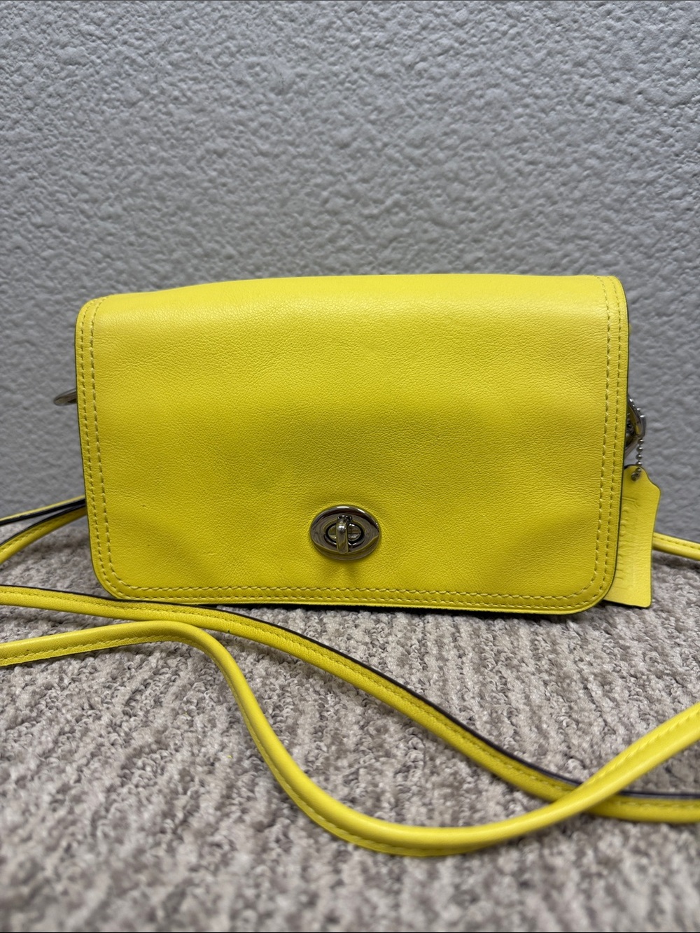 Coach Yellow Leather Crossbody with Turn-Lock Closure